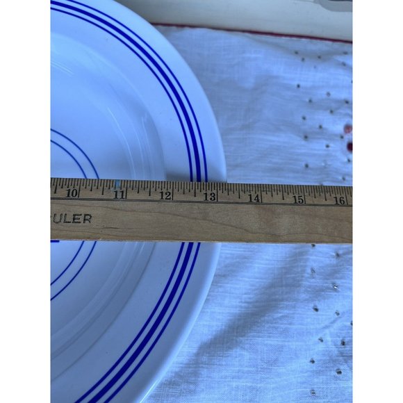 Pottery Barn Catch of the Day Serving Bowl Blue White Stripe 13" - Picture 6 of 7